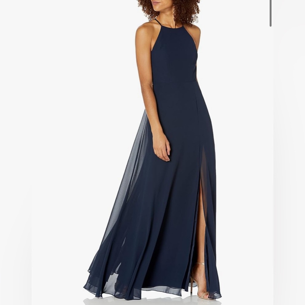 Jenny Yoo Women's Kayla A-line Halter Chiffon Long Dress, Size 6, LONG